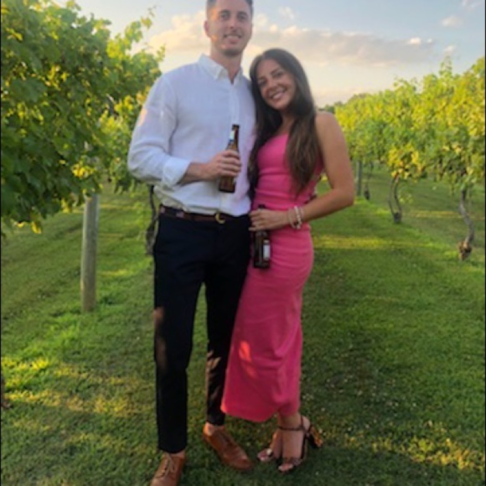Zara pink linen dress with cut outs